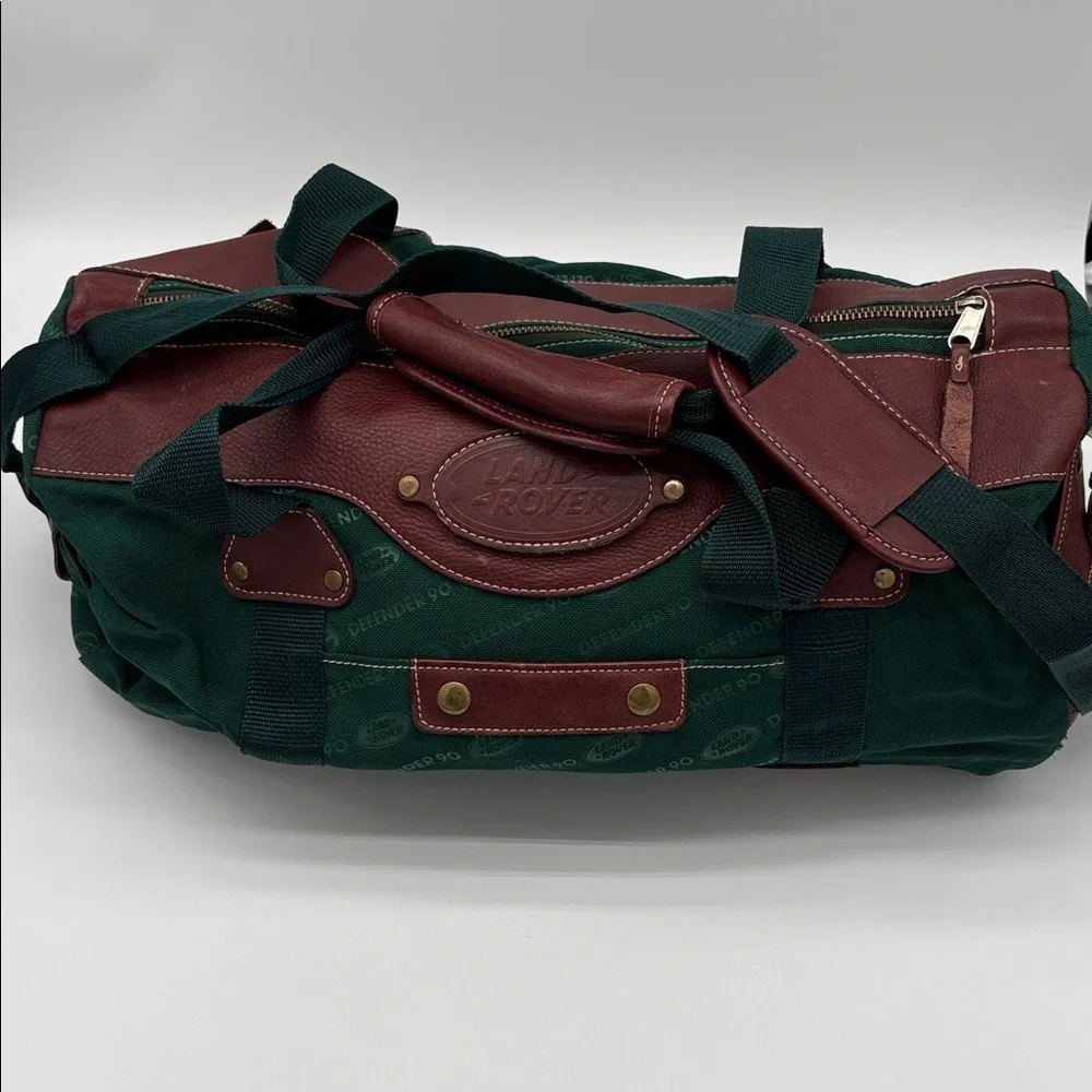 Vintage Land Rover Defender Green Canvas Leather Strap Duffle Bag BLEMISHES